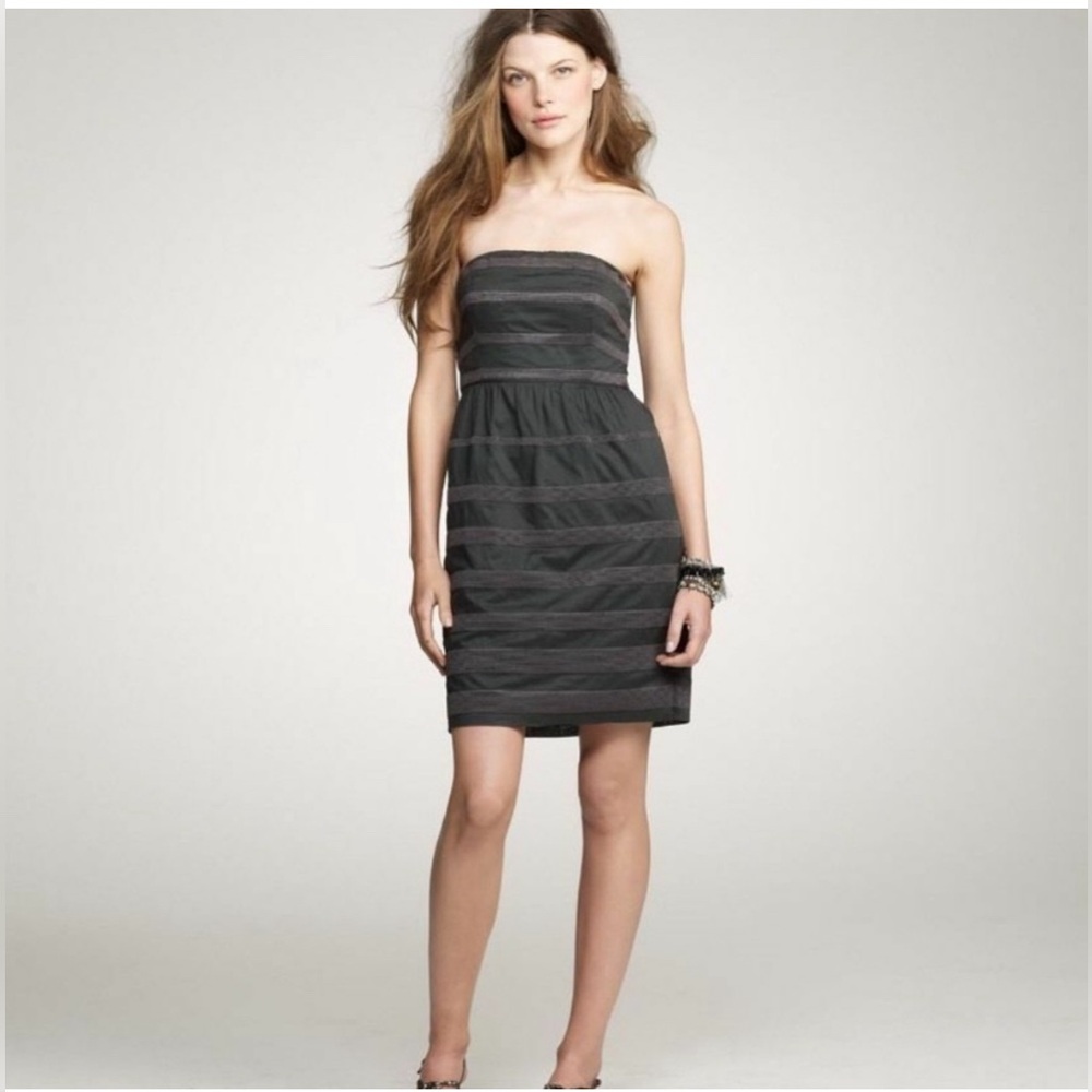 GUC J. Crew Rugby Stripe Ginny Strapless Dress Size 2